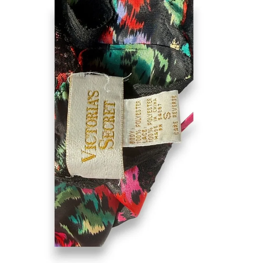 Vintage Victoria's Secret | Gold Label | Black Floral Garden Slip Dress | Sz S